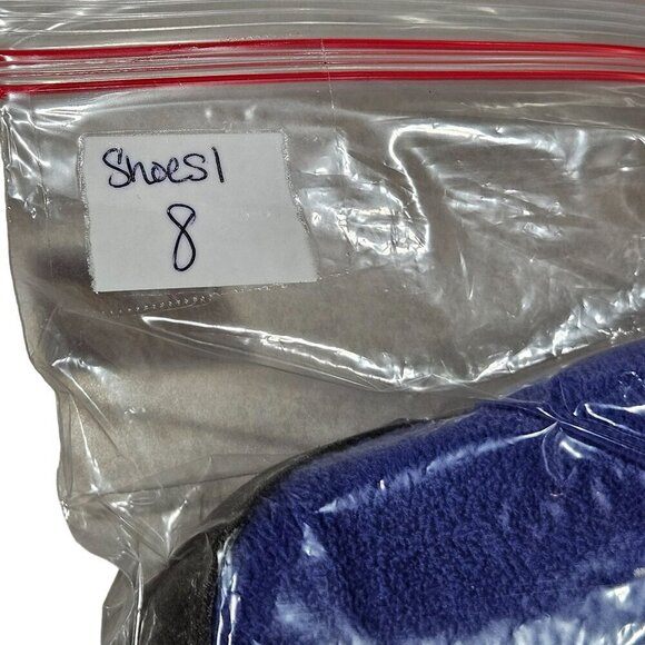 L.L. Bean Girls 1-2 Blue Fleece Slippers‎ With Snowflake Design & Leather Sole - Picture 9 of 9